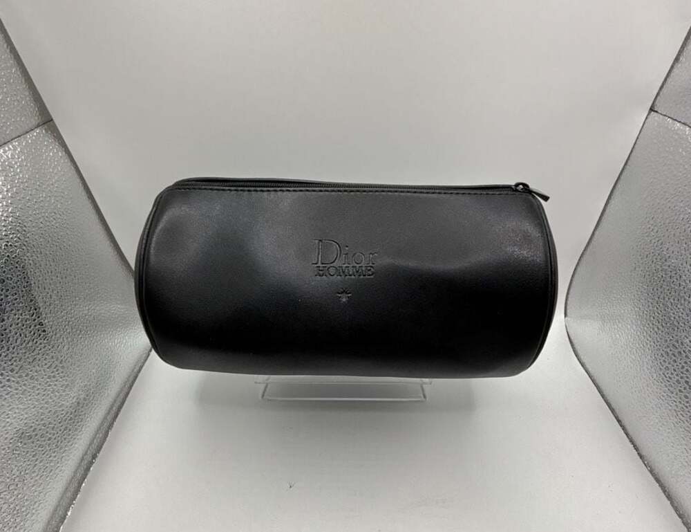 Christian Dior Homme Black Faux Leather Toiletry Travel Bag